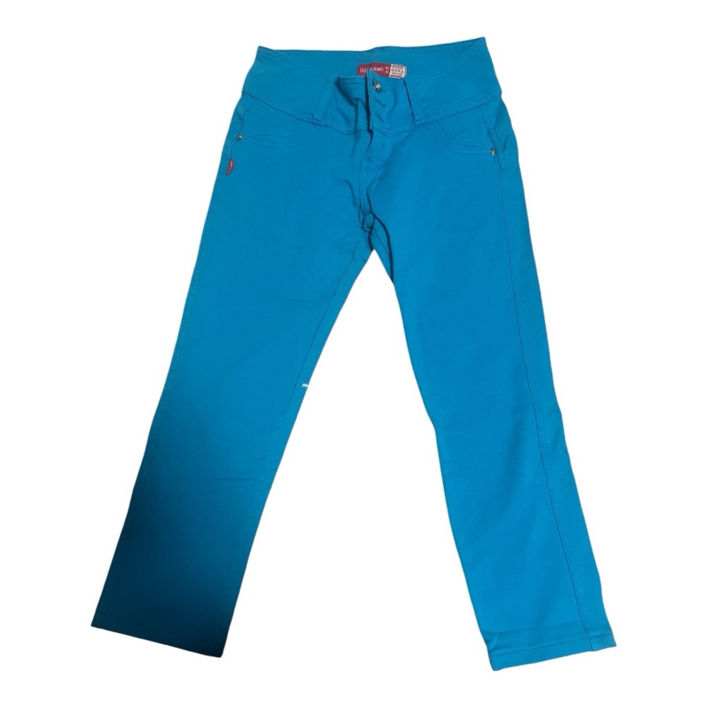 Stylish Blue Women's Cropped Jeans sz 40 / Medium Lifting Butt jeans